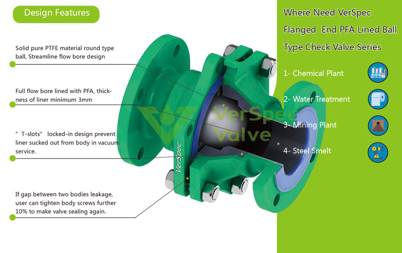 PFA Lined Swing Check Valve